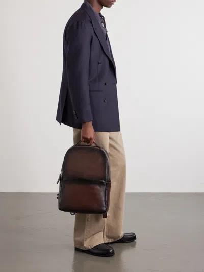 Officine Creative Quentin 023 Full-grain Leather Backpack In Blue