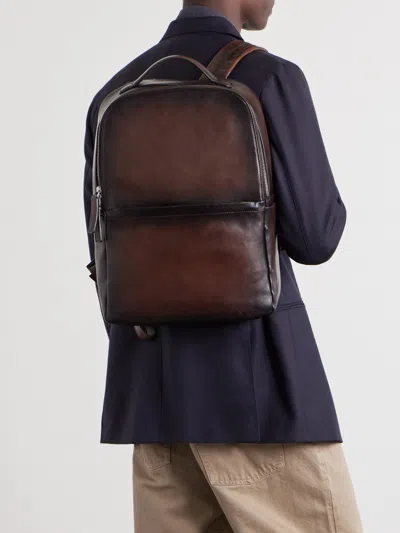 Officine Creative Quentin 023 Full-grain Leather Backpack In Blue