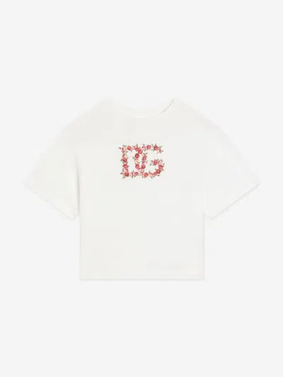 Dolce & Gabbana Baby Girls Floral Dg Logo T-shirt In White