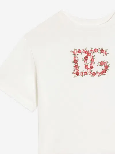 Dolce & Gabbana Baby Girls Floral Dg Logo T-shirt In White