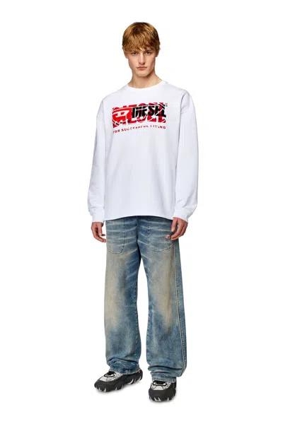 Diesel S-baxt-n1 Cotton Sweatshirt In White