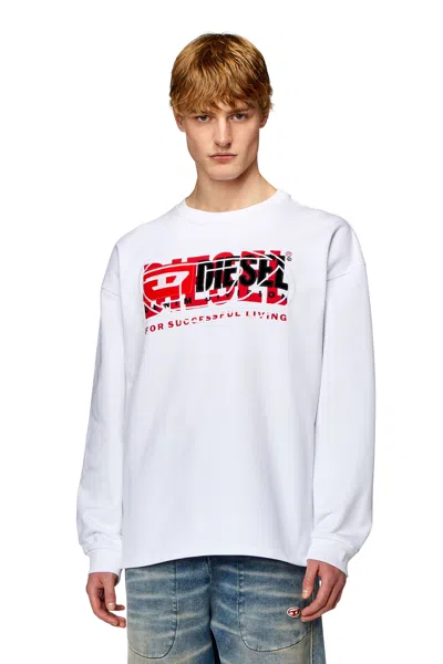 Diesel S-baxt-n1 Cotton Sweatshirt In White