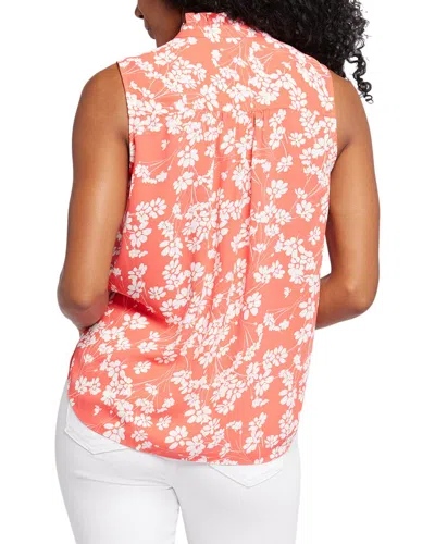 Nydj Ruffle Neck Blouse In Pink