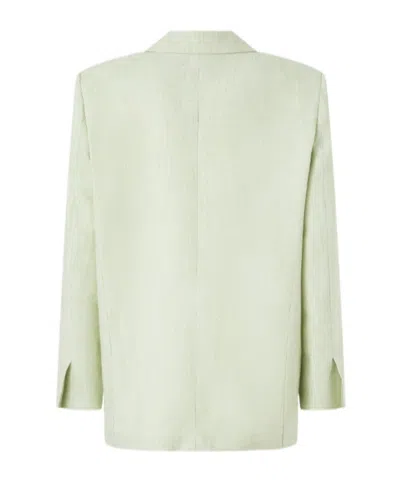 Pinko Flap Pocket Button Fastening Long Sleeve Jacket With Peaked Lapels In Green