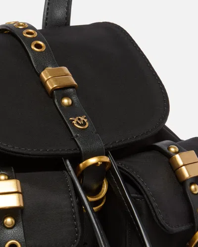 Pinko Nylon Backpack With Gold-colored Metal Details In Yellow