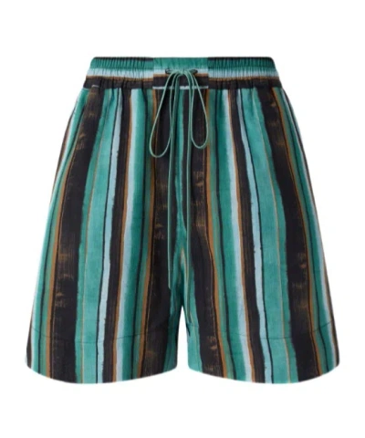 Pinko Chic Mini Shorts With Unique Stripe Print In Black