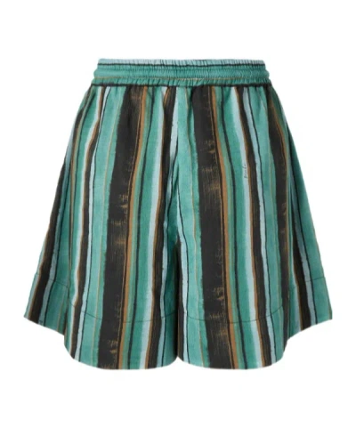 Pinko Chic Mini Shorts With Unique Stripe Print In Black