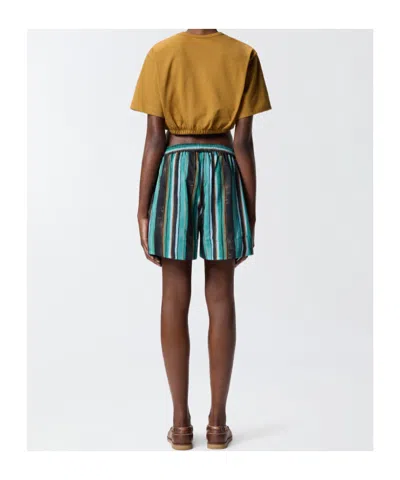 Pinko Chic Mini Shorts With Unique Stripe Print In Black