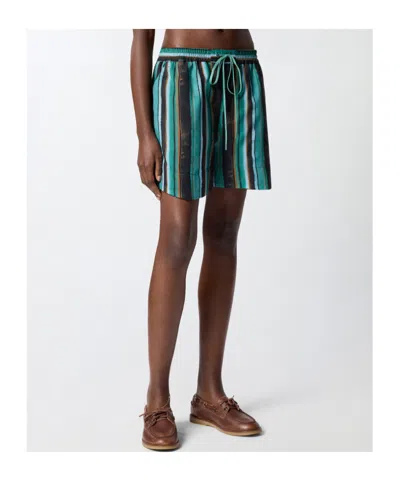 Pinko Chic Mini Shorts With Unique Stripe Print In Black