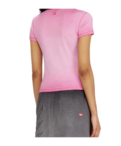 Diesel Slim T-shirt With Dévoré Phoenix In Pink
