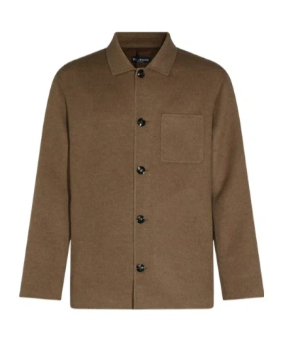 Kiton Button-front Overshirt Jacket In Brown