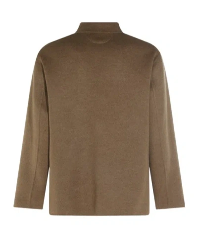 Kiton Button-front Overshirt Jacket In Brown