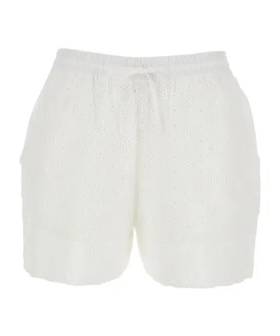 Pinko Drawstring Embroidered Shorts In White