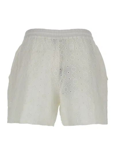 Pinko Drawstring Embroidered Shorts In White
