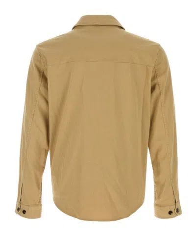 Woolrich Linen Blend Safari Overshirt Gd In Brown