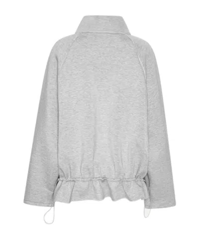 Rotate Birger Christensen Half Zip Light Grey Melange Scuba Jacket In Multi