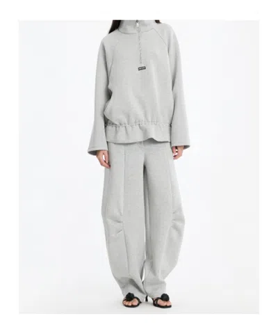 Rotate Birger Christensen Half Zip Light Grey Melange Scuba Jacket In Multi