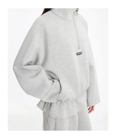 Rotate Birger Christensen Half Zip Light Grey Melange Scuba Jacket In Multi