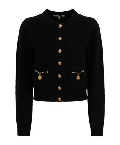 Chloé Cardigan En Maille De Laine Mérinos Et Cachemire À Médaillons Cheval In Black