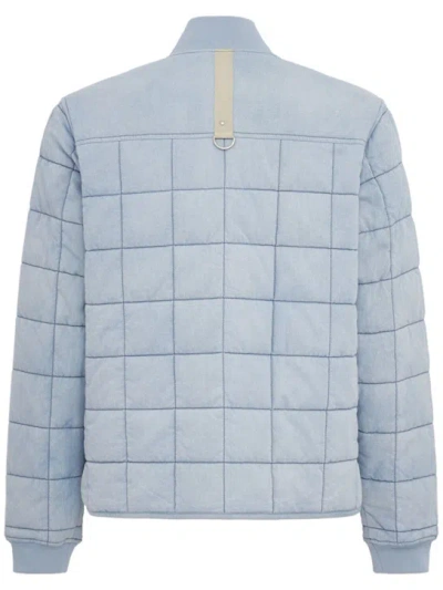 Moose Knuckles Transit Down Denim Liner Bomber Jacket In Blue