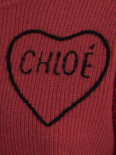 Chloé Short And Fitting Pullover With Wool Logo In Red