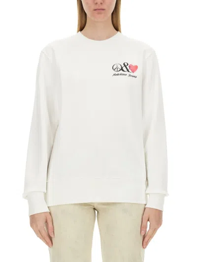 Moschino White Sweatshirt With Eye-catching Logo Design In White