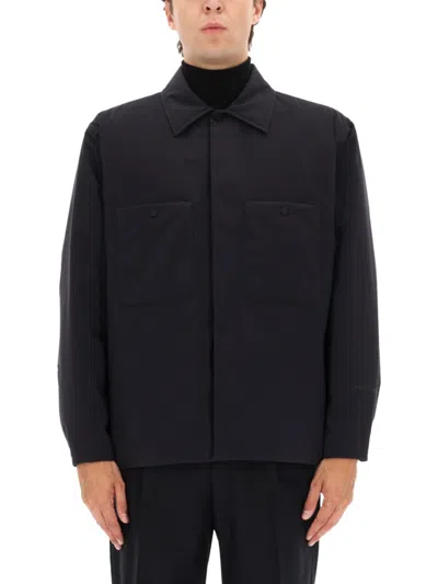 Herno Black Solid Shirt Collar Jacket In Black