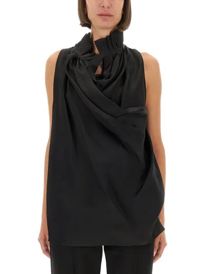 Khaite Black Solid Mock Collar Top In Black