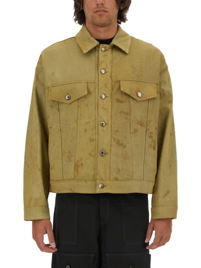 Msgm Denim Jacket Dyed In Tea In Brown