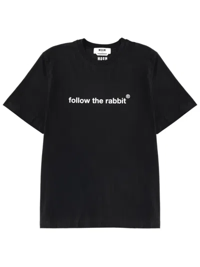 Msgm Follow The Rabbit T-shirt In Black