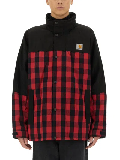 Junya Watanabe Check Pattern Jacket With Frontal Zip And Snap Button Closure In Black