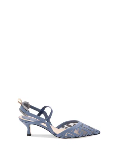 Fendi Mesh Slingbacks In Pink