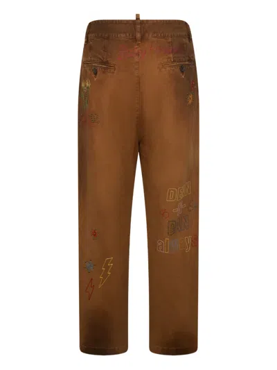 Dsquared2 Handmade Scribbles Trousers In Brown