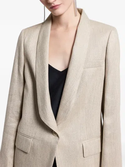 Peserico Herringbone-pattern Shawl-lapel Jacket In Neutral