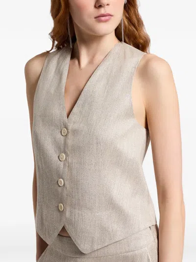 Peserico Herringbone-pattern Waistcoat In Neutral