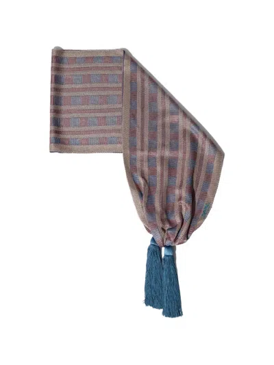 Bode Cheshire Cat Check-pattern Tassel-detail Scarf In Black