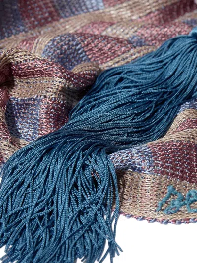 Bode Cheshire Cat Check-pattern Tassel-detail Scarf In Black