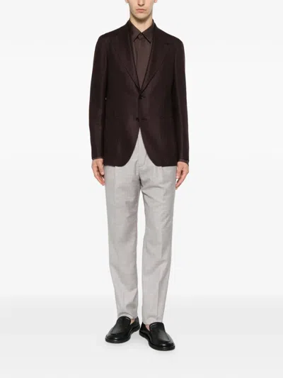 Tagliatore Single-breasted Notched-lapel Blazer In Brown