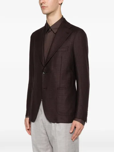 Tagliatore Single-breasted Notched-lapel Blazer In Brown