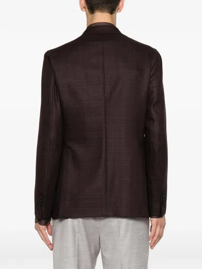 Tagliatore Single-breasted Notched-lapel Blazer In Brown