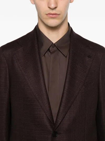 Tagliatore Single-breasted Notched-lapel Blazer In Brown