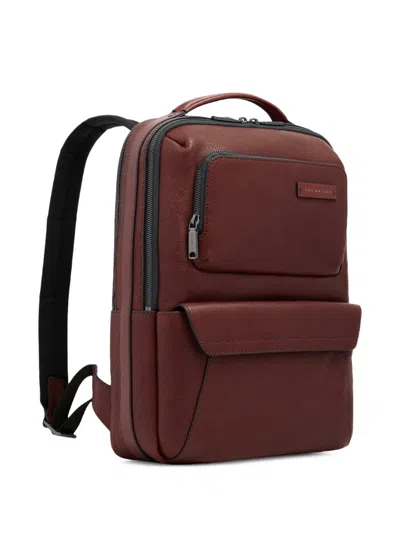 The Bridge Leather Zip-pocket Backpack In Brown