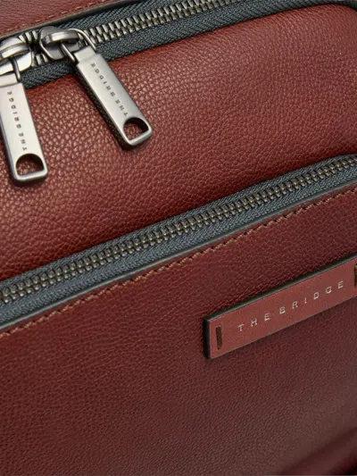 The Bridge Leather Zip-pocket Backpack In Brown