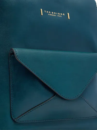 The Bridge Leather Envelope-pocket Backpack In Blue