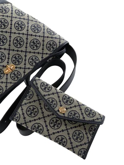 Tory Burch Lock T Monogram Slim Medium Bucket Bag Tory Navy In Blue