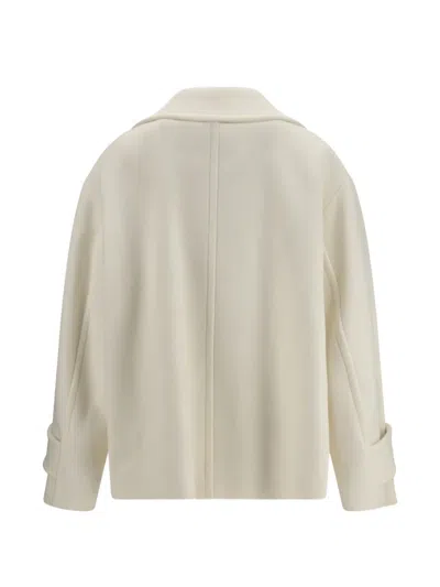 Chloé Oversized Wool Blend Peacoat Chin Strap Collar In Neutral