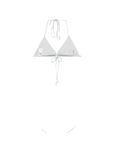 Mc2 Saint Barth Annabelle Strass-embellished Triangle Bikini Top In Gray