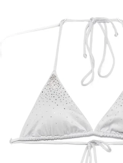 Mc2 Saint Barth Annabelle Strass-embellished Triangle Bikini Top In Gray