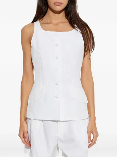 Rag & Bone Button-up Sleeveless Jacket In White