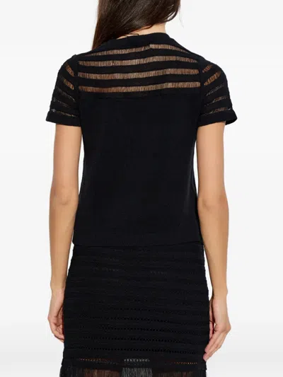 Rag & Bone Ladder-stitch Short-sleeve Sweater In Black